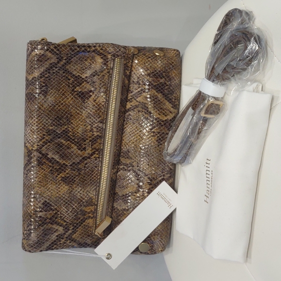 Hammitt VIP Medium crossbody clutch limestone snake skin New Handbag Purse HOT